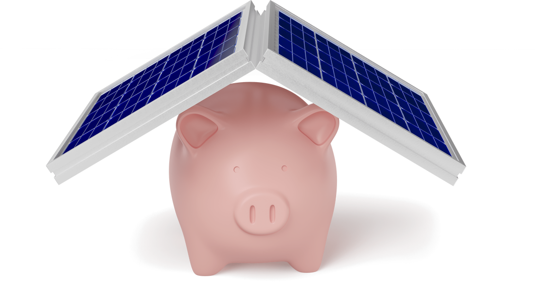 Piggy Bank with Solar Panel on Top